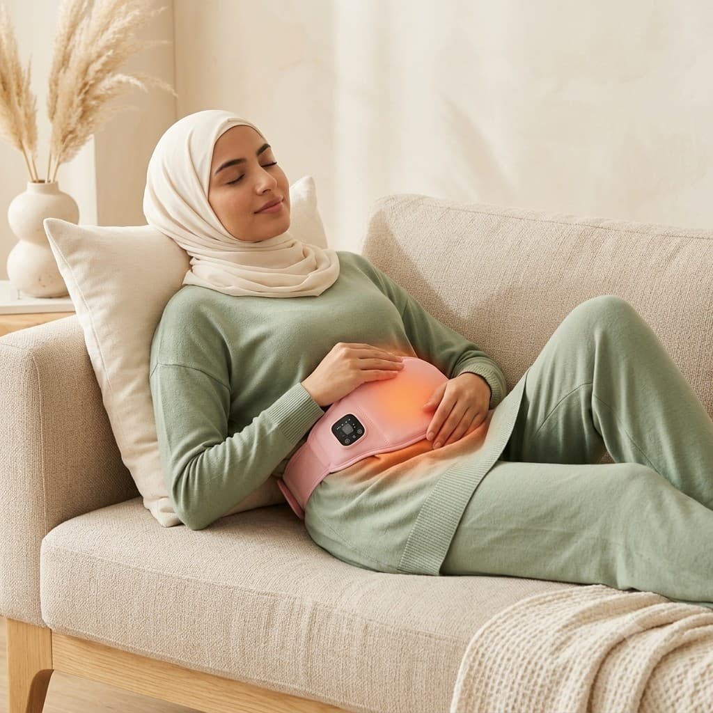 حزام تخفيف آلام الدورة — دفء ذكي + اهتزاز